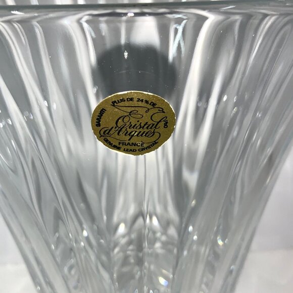 French Cristal D'Arques Diamond Cut Lead Crystal Vase Fontenay Collection MCM - Picture 12 of 12
